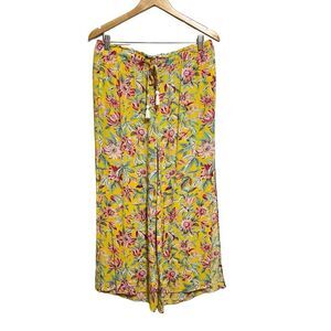 Loft Beach Yellow Floral Swim Cover Up Pants Size Medium